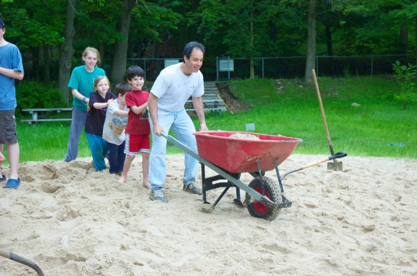 Wheelbarrow with power assist.
